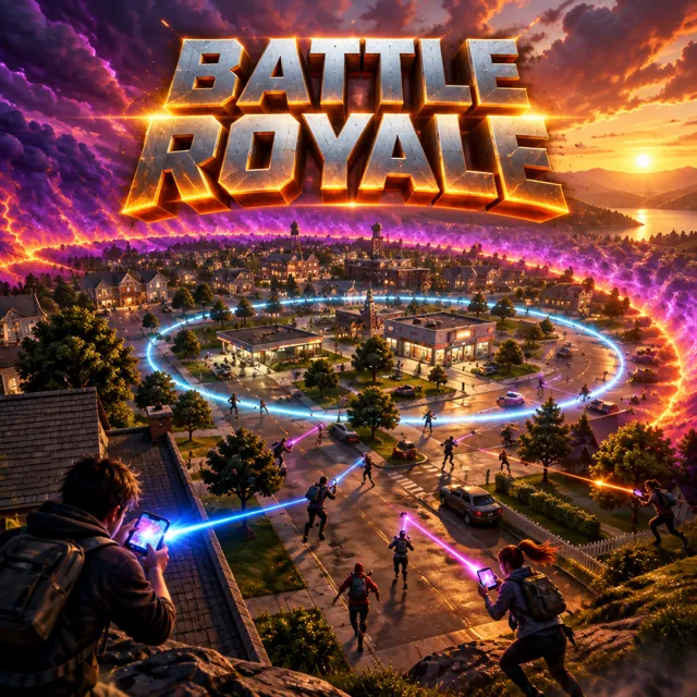 Battle Royale game with 100 players on GPS map