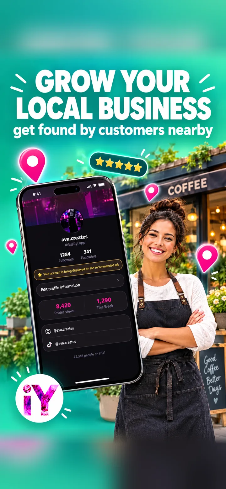 Small business owner growing social media followers with iYiYi app